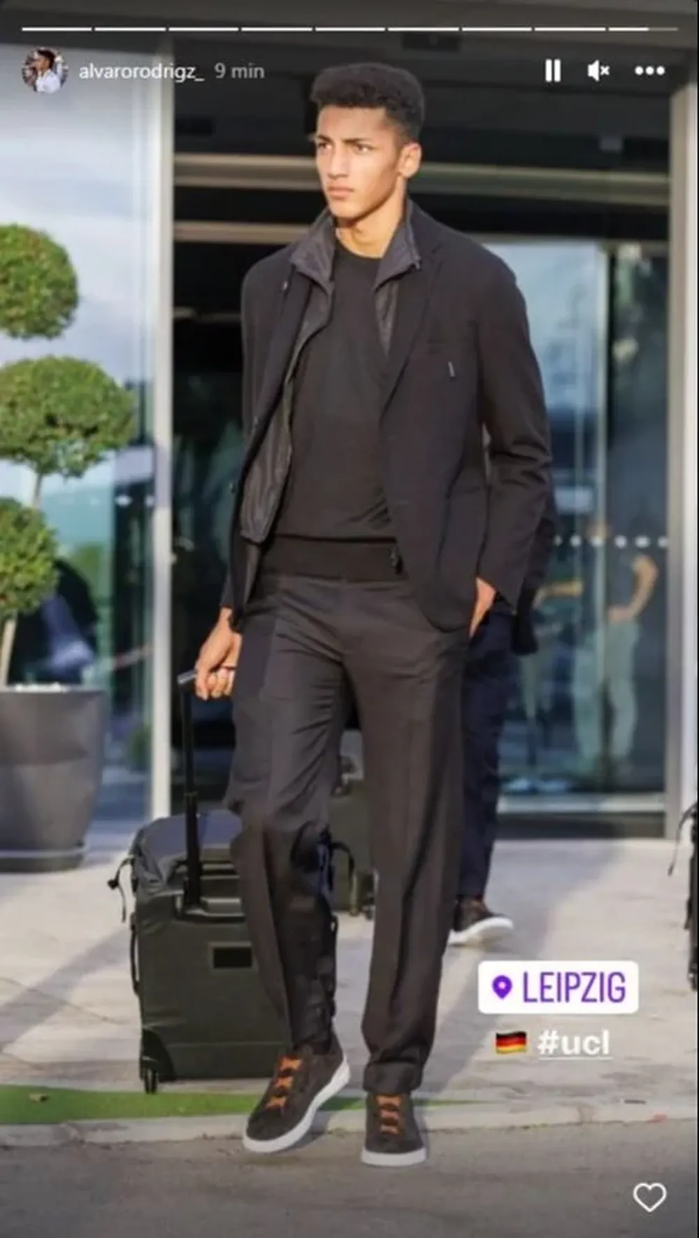 Álvaro Rodríguez en su primer viaje por Champions con Real Madrid