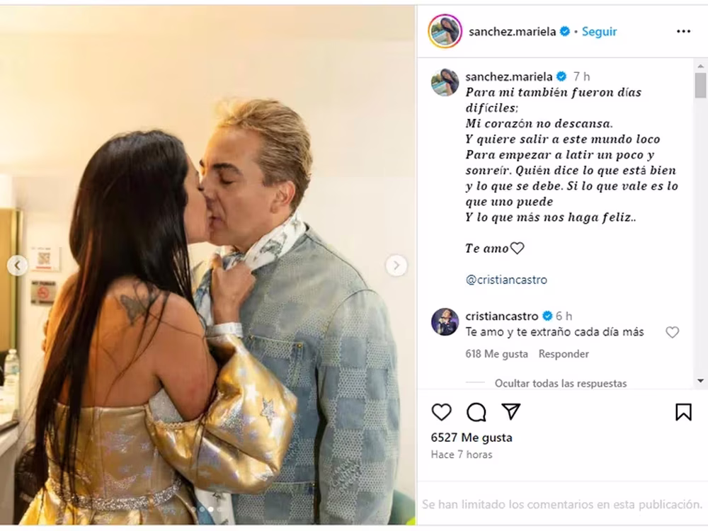 Mariela S&aacute;nchez y Cristian Castro, y una nueva oportunidad al amor
