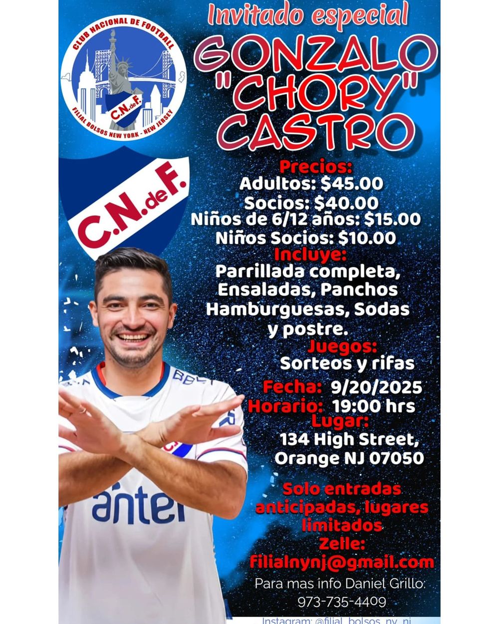 El Chory Castro estará con la Filial Bolsos de New York y New Jersey El Chory Castro estará con la Filial Bolsos de New York y New Jersey