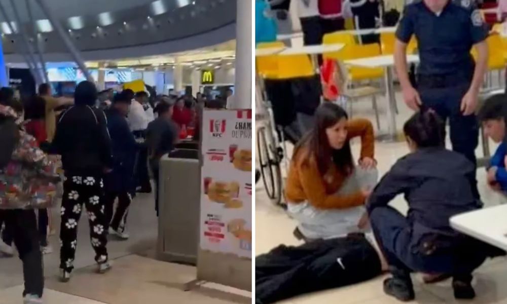 Salvaje enfrentamiento entre adolescentes en un shopping.