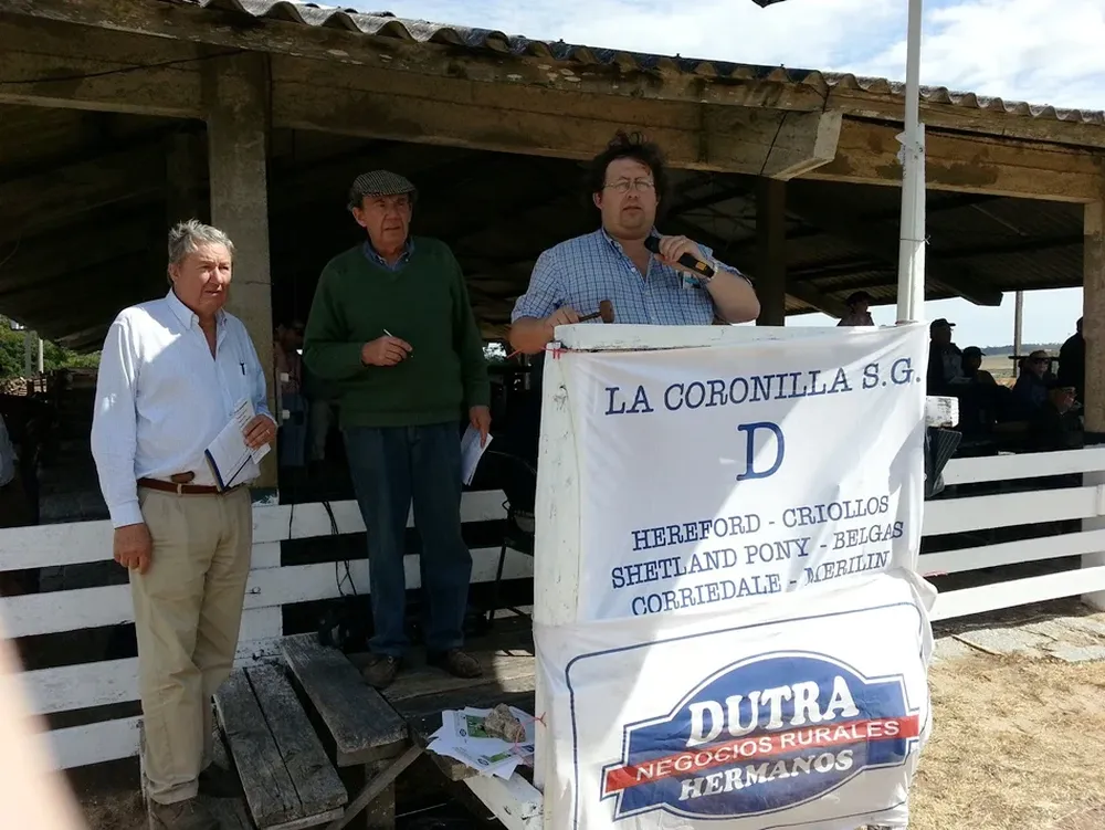 Marcos, Diego y Juan Andrés Dutra en pleno remate