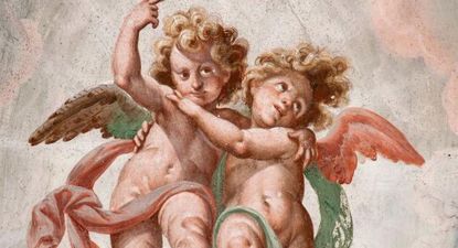 Detalle de los frescos de Giovanni Battista della Rovere y Giovanni Mauro della Rovere de la bóveda de la Iglesia de San Damián en Piamonte, Italia.