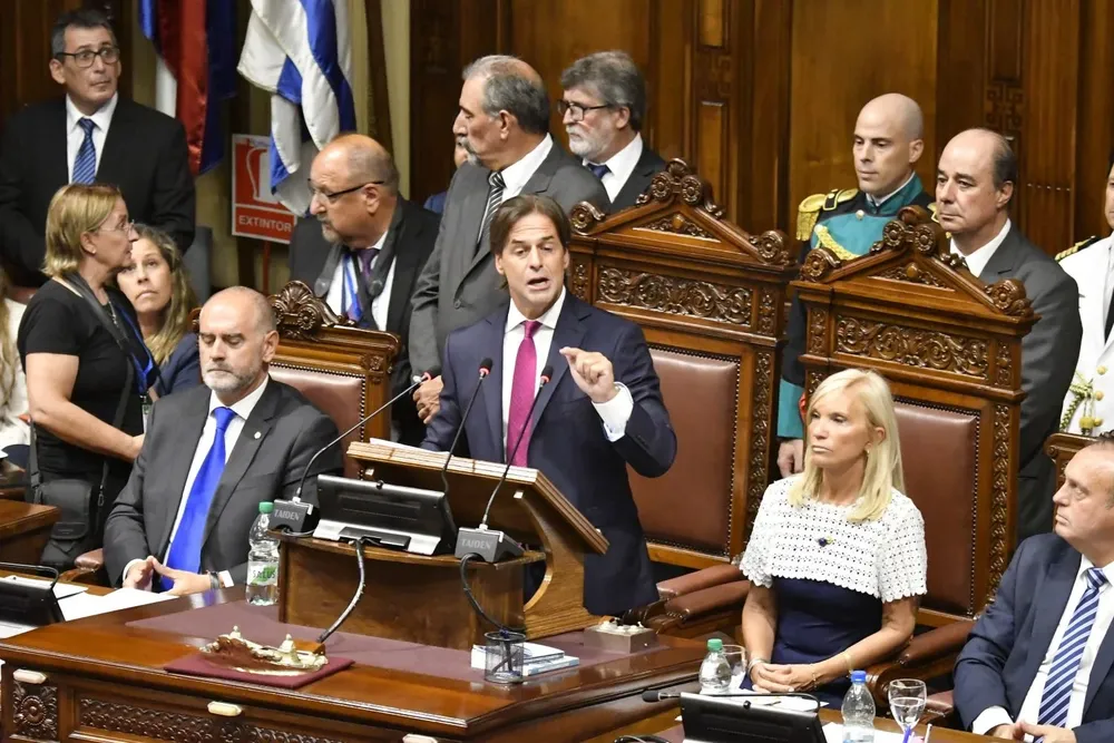 Luis Lacalle Pou en su discurso de este jueves ante el Parlamento