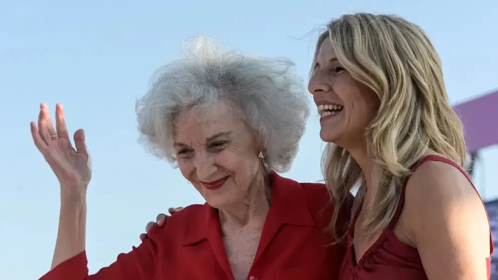 La candidata Yolanda Díaz, en un acto de campaña electoral.