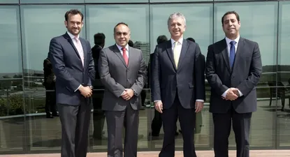 Francisco Torres, Director Ventas y Marketing de RSA América Latina; Esteban Pignanelli, Director General de RSA Uruguay; Gonzalo Pérez Rojas, CEO de Suramericana e Hilario Itriago, director general de RSA América Latina