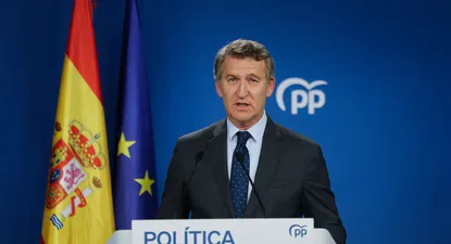 Núñez Feijóo en la comparecencia en la sede del PP en Madrid
