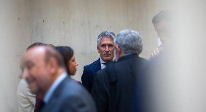 El ministro del Interior, Fernando Grande-Marlaska, este jueves en Pamplona