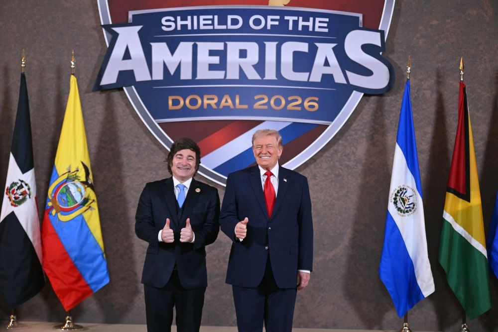 Escudo de las Américas - Milei y Trump - AFP