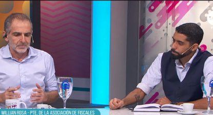 Leonardo Haberkorn y el presidente del gremio de fiscales Willian Rosa en la entrevista en Desayunos Informales