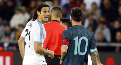 Cavani y Messi en el amistoso de Israel en 2019