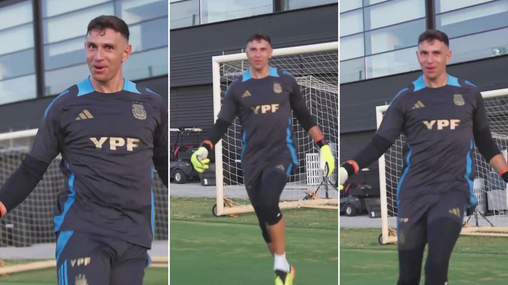 El equipo de Lionel Scaloni se entrenó en Ezeiza con vistas a los amistosos previos a la Copa América y el arquero hizo su gracia