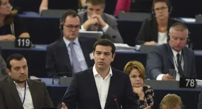 El primer ministro de Grecia, Alexis Tsipras, durante su comparecencia este miércoles en el Parlamento Europeo