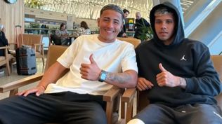 Agustín Soria, antes de viajar, y Esequiel Guedes