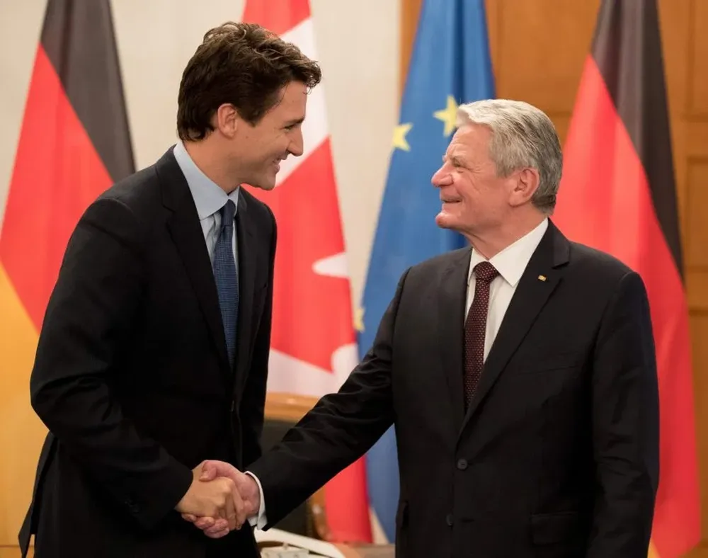 El primer ministro canadiense Justin Trudeau y el presidente alemán, Joachim Gauck