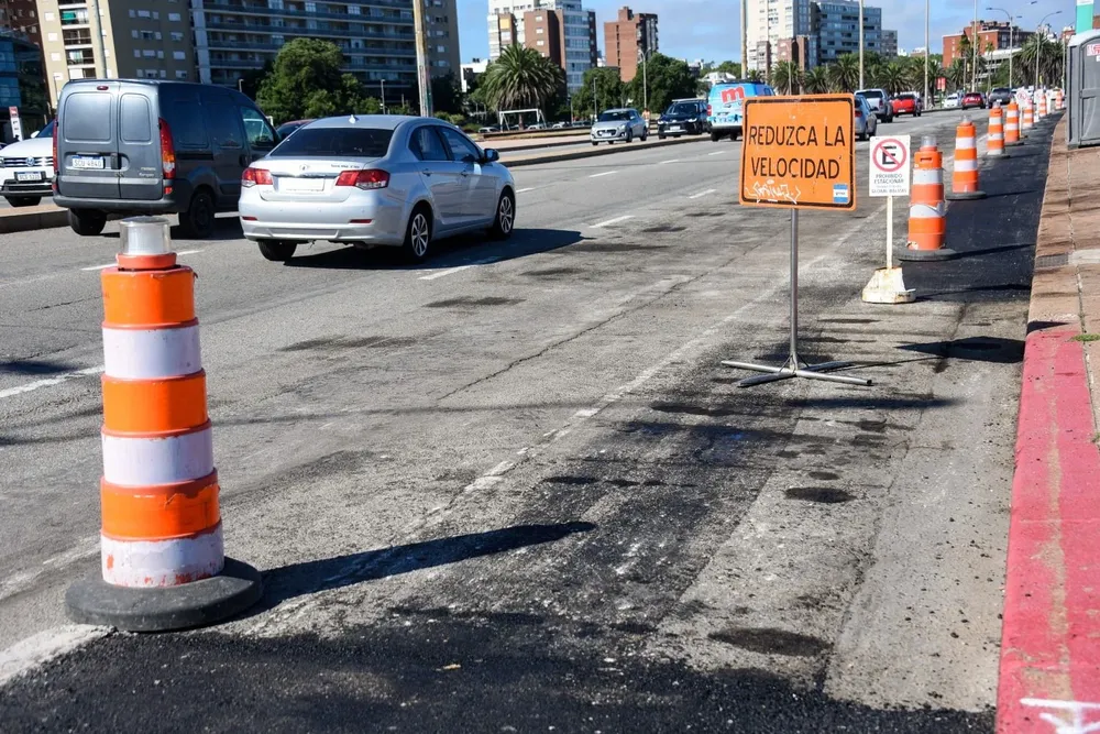 Obras de la ciclovía de la Rambla