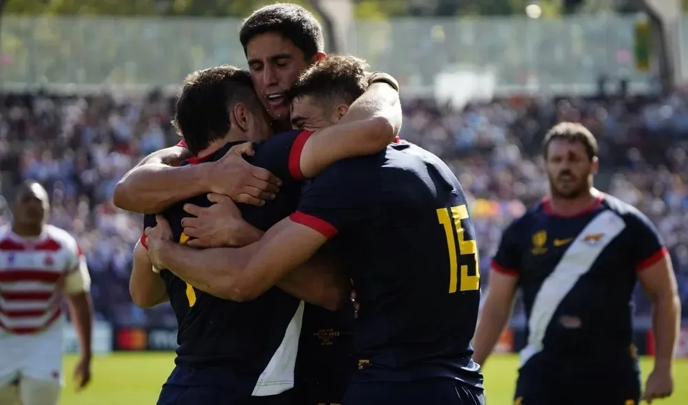 Los Pumas tras el triunfo ante Japón