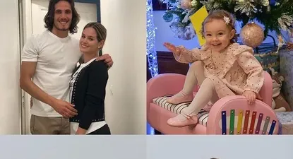 Edinson Cavani posteó fotos de su familia con un mensaje por las fiestas