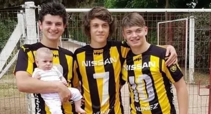 Agustín Álvarez Martínez, Facundo Pellistri y Valentín Rodríguez cuando jugaban en las inferiores de Peñarol