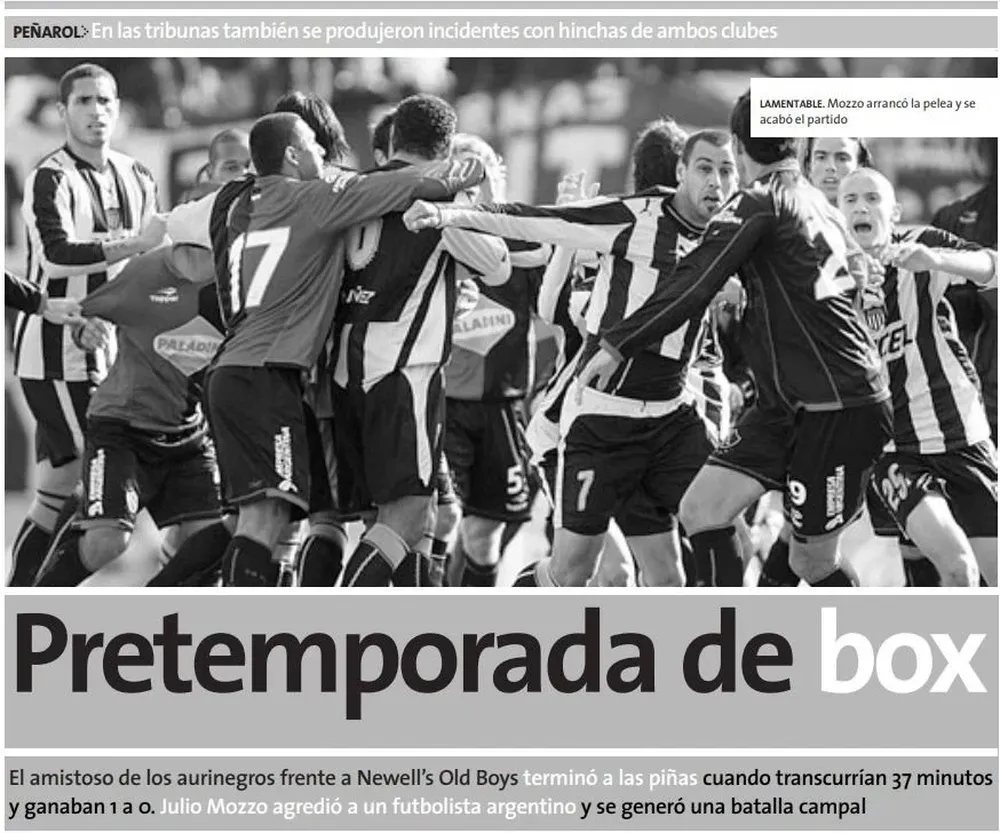 La apertura de Deportes de El Observador el 9 de agosto de 2009
