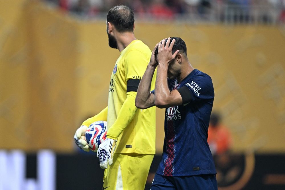 Hakimi&nbsp; y Donnarumma tras la lesión de Musiala