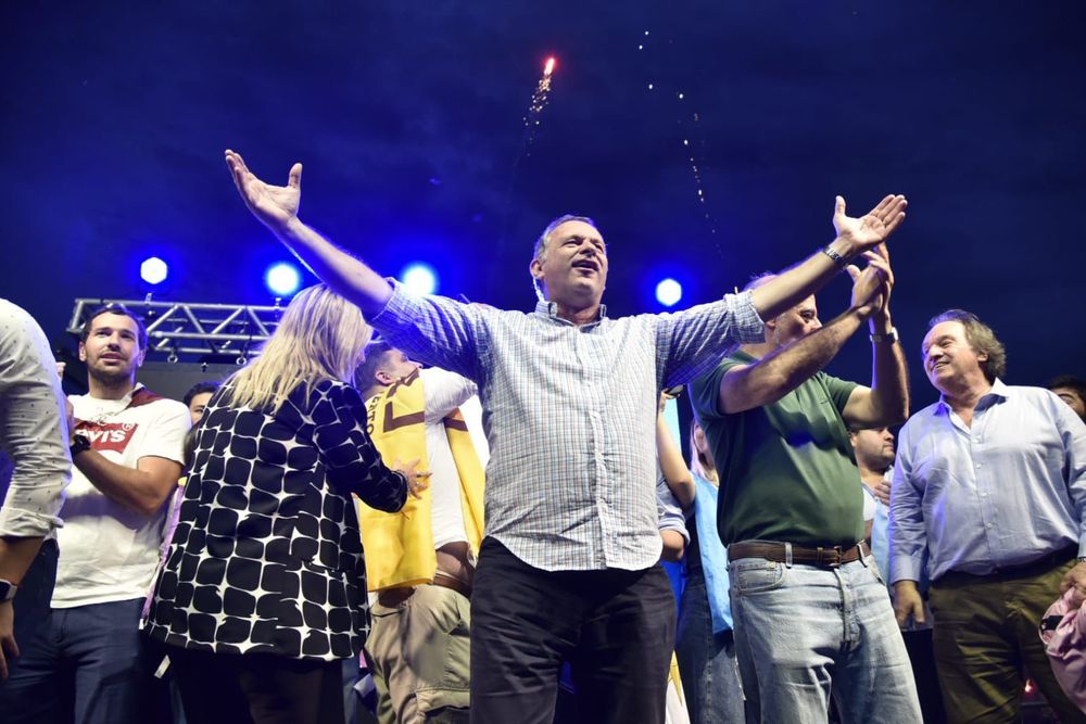 Álvaro Delgado en el acto de la coalición realizado este domingo en el Parque Rodó