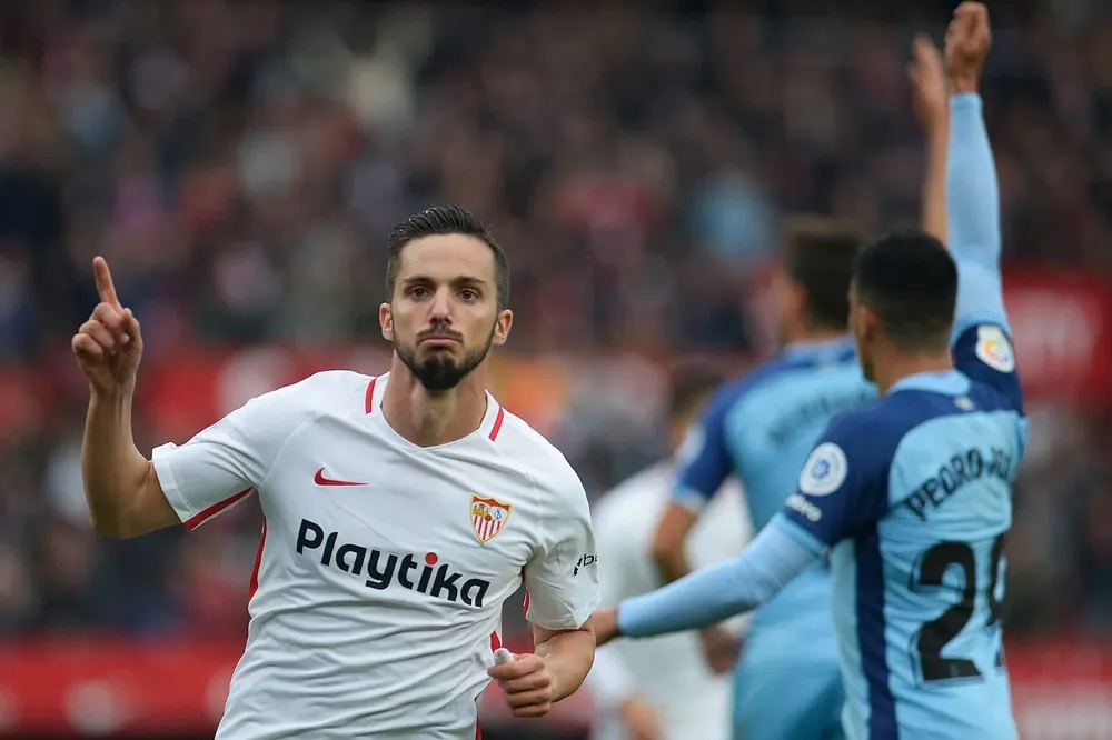 Pablo Sarabia y el festejo del gol de Sevilla
