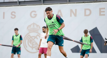 Federico Valverde en el entrenamiento del Real Madrid de este sábado