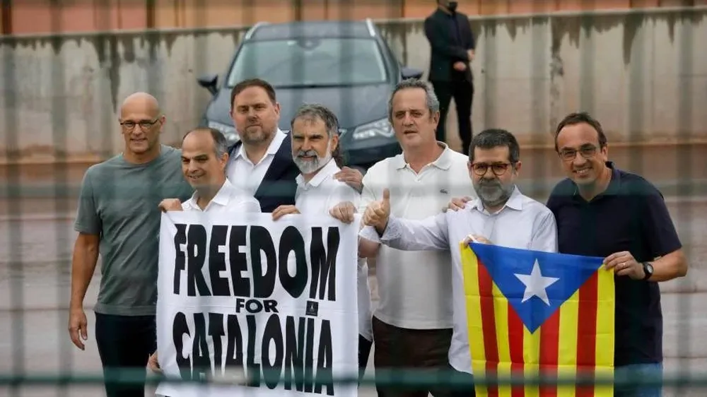 Los líderes independentistas al salir de la prisión de Lledoners, el 23 de junio de 2021