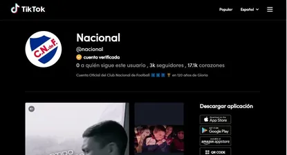 Nacional, primer club de fútbol uruguayo en TikTok