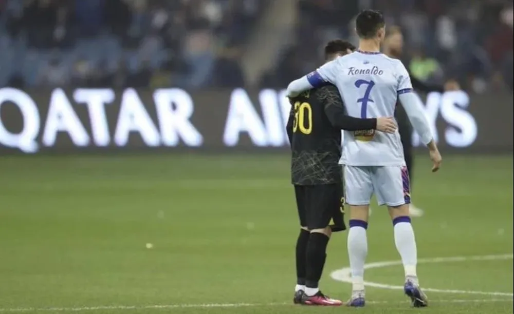 Messi y Cristiano en el amistoso que jugaron en enero
