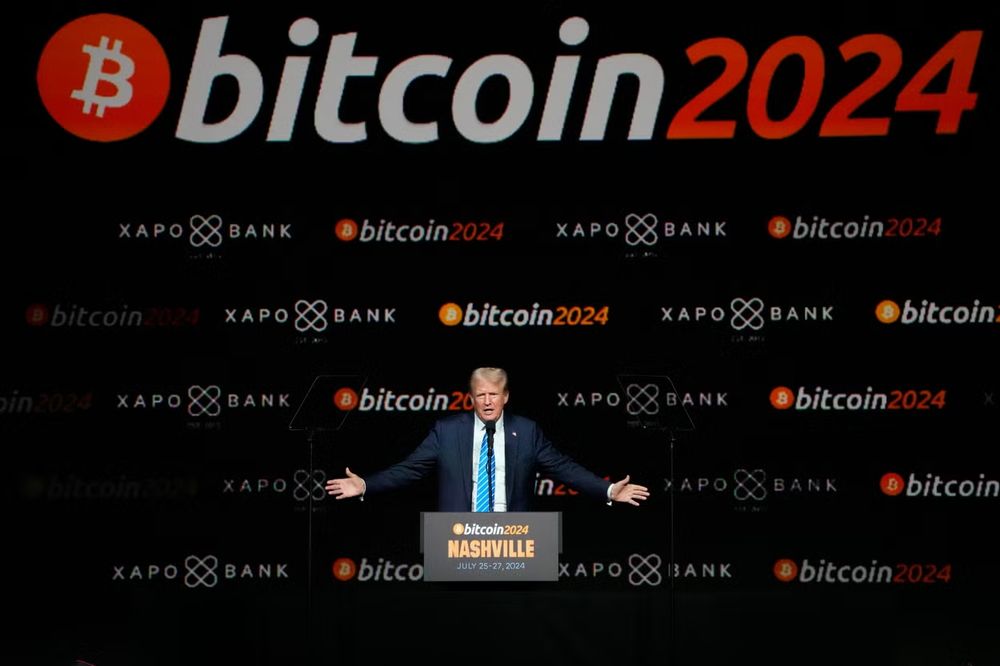 &nbsp;Donald Trump habla en la conferencia 2024 de Bitcoin en Nashville.