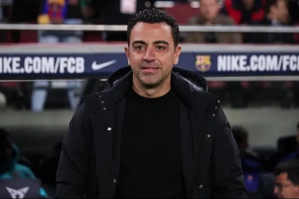 Xavi en rueda de prensa.