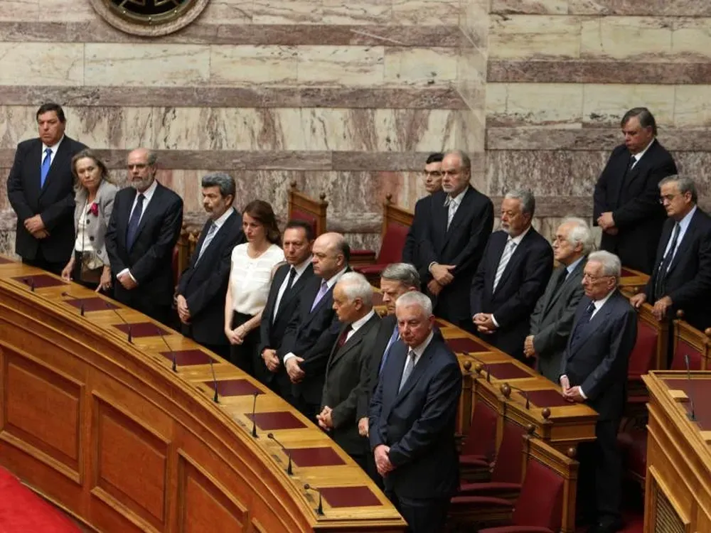Legisladores en el Parlamento griego