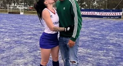 Franco y Camila en el hockey de Nacional