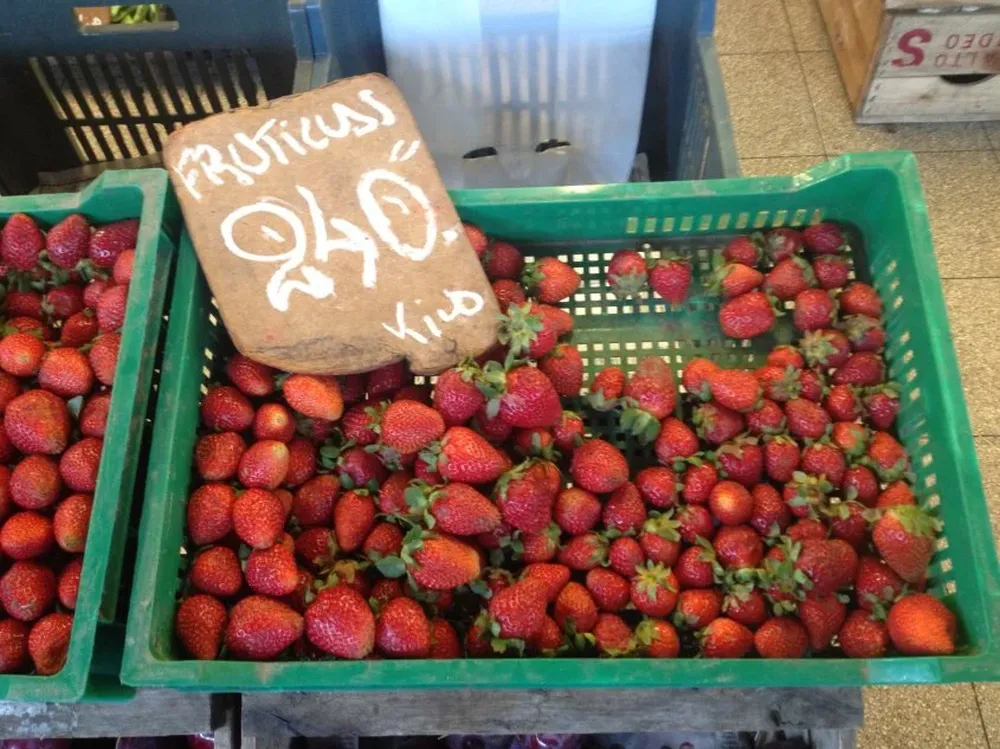 El precio de la frutilla ayer en un puesto del Mercado Agrícola de Montevideo.