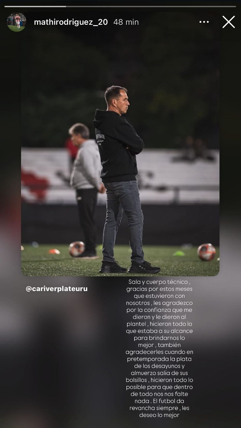 El posteo de Mathías Rodríguez en sus redes sociales