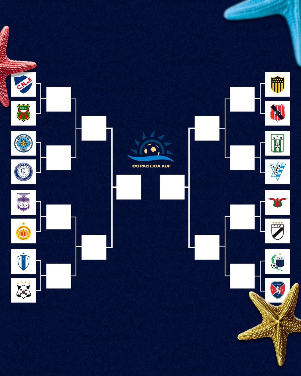 El cuadro de la Copa de la Liga AUF