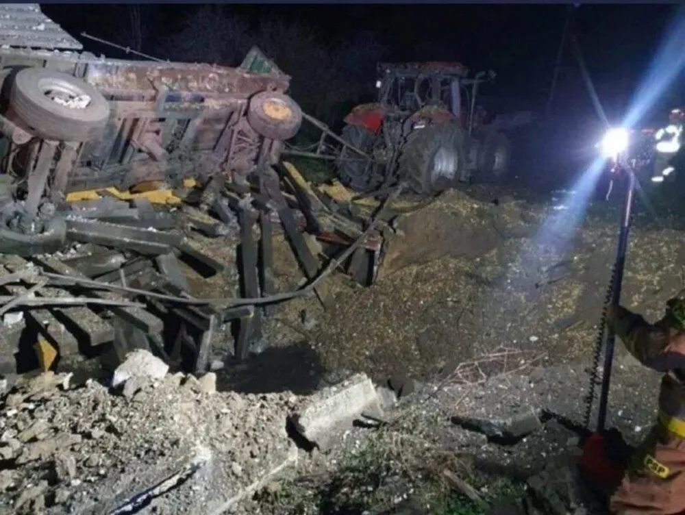 Impacto del misil que cayó en Polonia