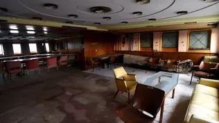 Una de las habitaciones del yate Galeb que será transformado en un museo en la ciudad de Rijeka en Croacia