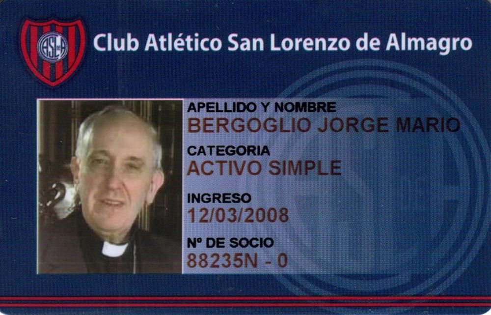 El carné de socio de San Lorenzo de Jorge Bergoglio El carné de socio de San Lorenzo de Jorge Bergoglio