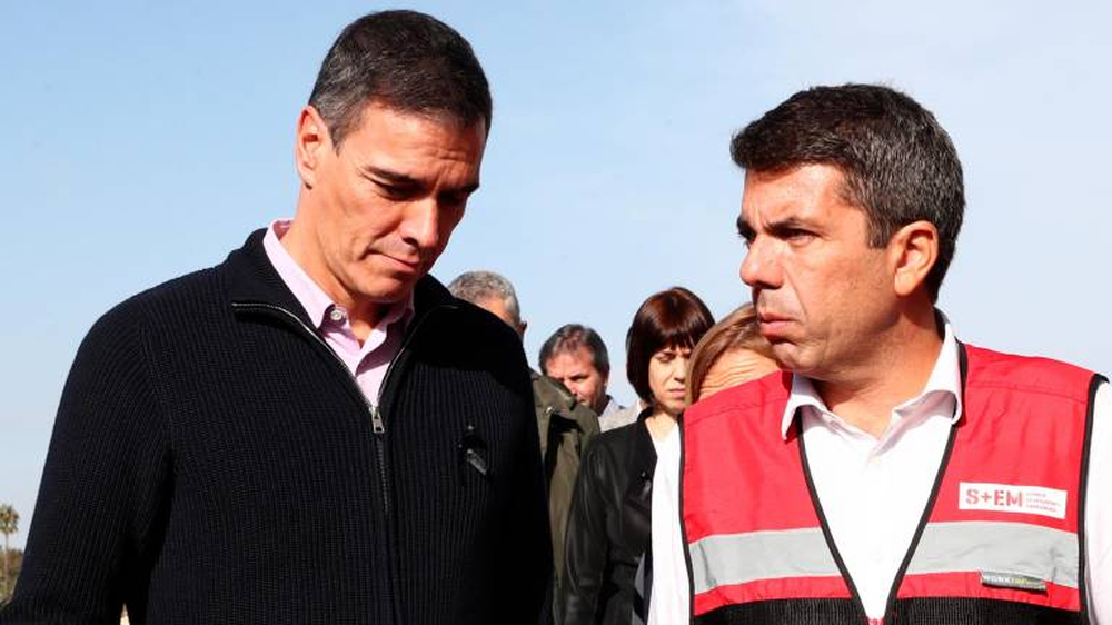 Pedro Sánchez, presidente de España y Carlos Mazón, presidente de la Comunidad valenciana.