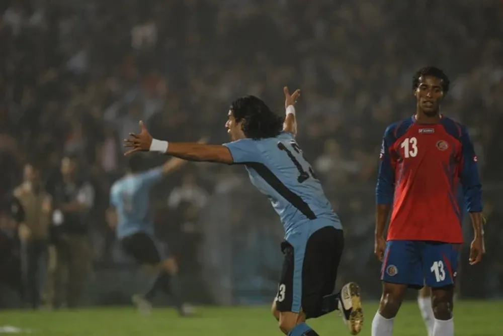 Abreu festeja su gol frente a Costa Rica en 2009