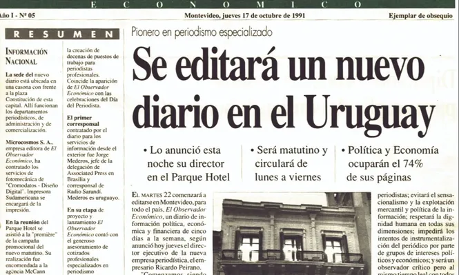 Anuncio del nuevo diario en Uruguay