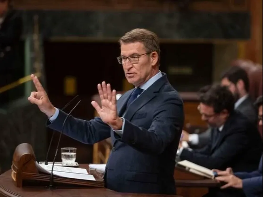 El líder del PP, Alberto Núñez Feijóo, en el Congreso