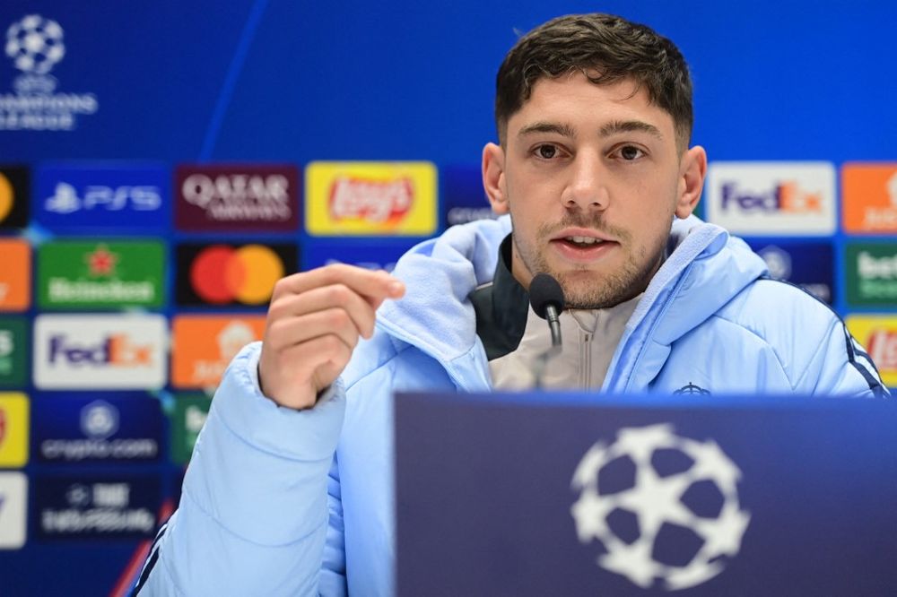 Federico Valverde en la previa del partido ante Atalanta