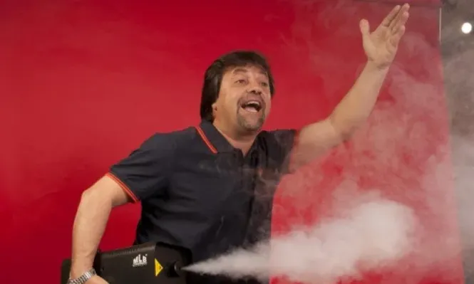 Lombardi en una producción de El Gráfico