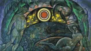 Adán y Eva (1912), de Wladimir Baranoff-Rpssiné en la exposición En el ojo del huracán. Vanguardia en Ucrania, 1900-1930, en el Museo Thyssen
