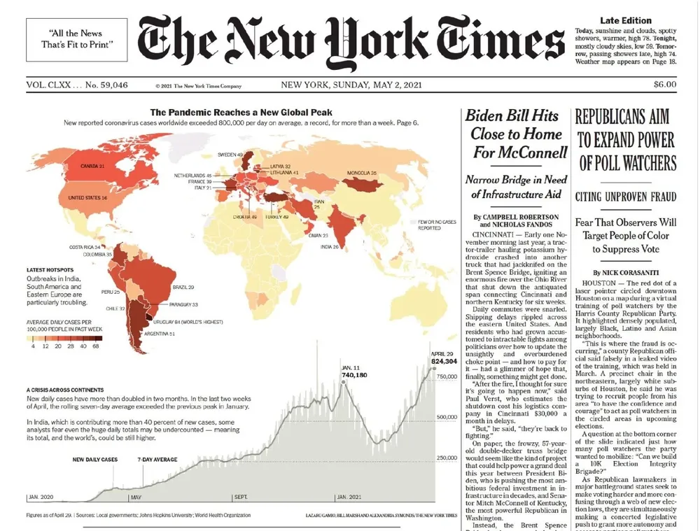 Portada del diario estadounidense de este domingo