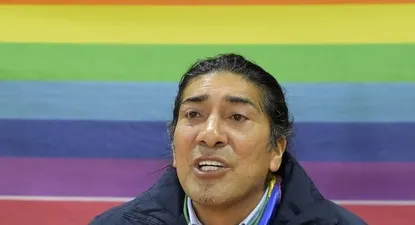 El candidato presidencial ecuatoriano Yaku Pérez durante una rueda de prensa