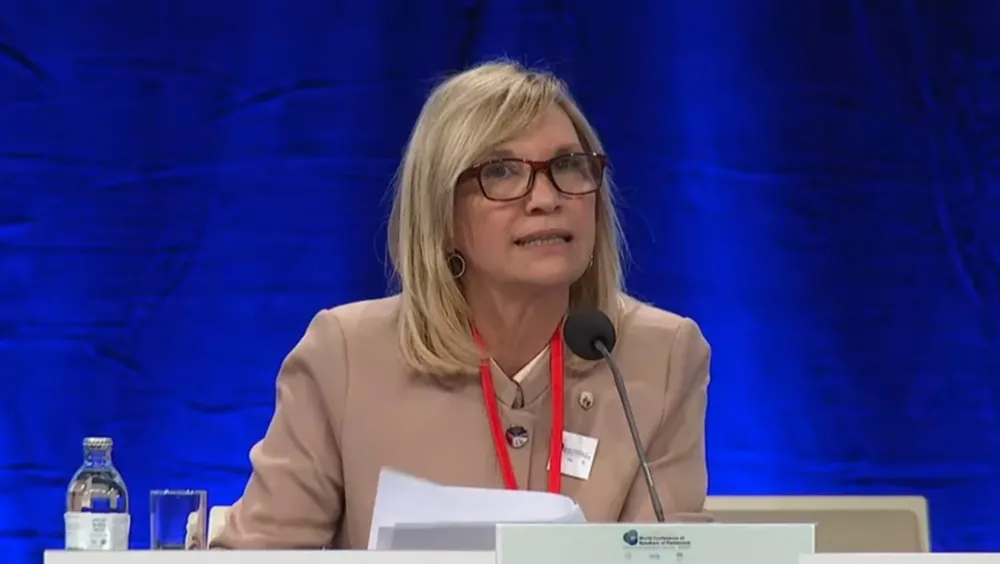 La vicepresidenta participó este martes de la Conferencia Mundial de Presidentes de Parlamento